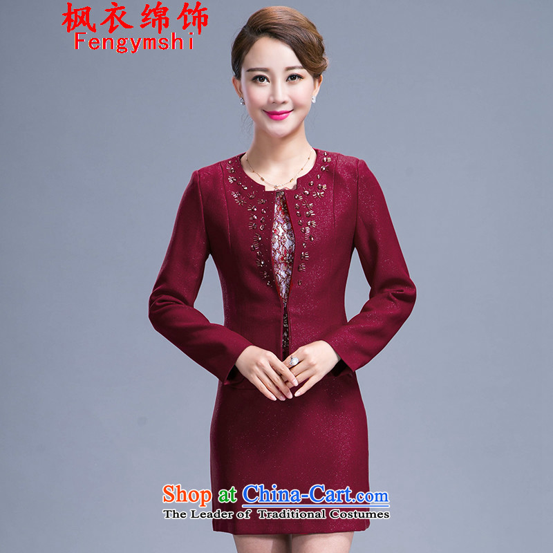Maple Yi Min International 2015 Autumn New_ large wedding dress mother with two-piece dresses 986 red XXXL