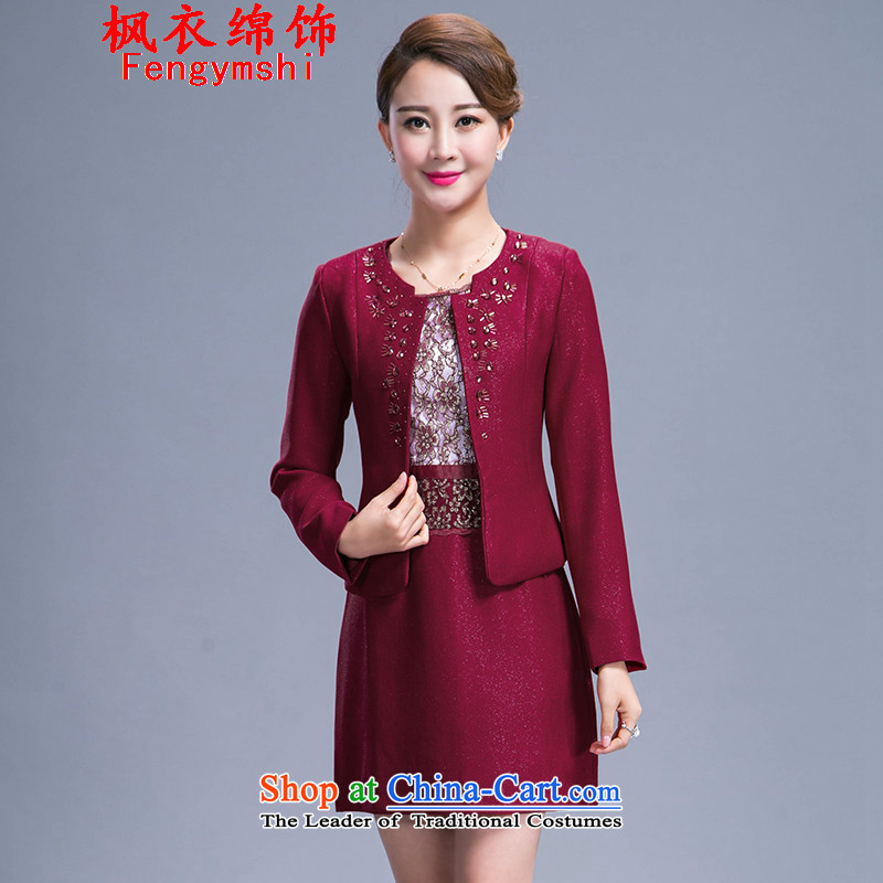 Maple Yi Min International 2015 Autumn New) large wedding dress mother with two-piece dresses 986 Red Maple Yi Min ornaments XXXL, shopping on the Internet has been pressed.