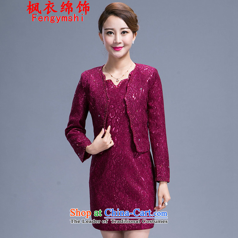 Maple Yi Min International 2015 new autumn replacing wedding dresses mother temperament Sau San two kits 988 purple cotton ornaments, L, Feng Yi shopping on the Internet has been pressed.
