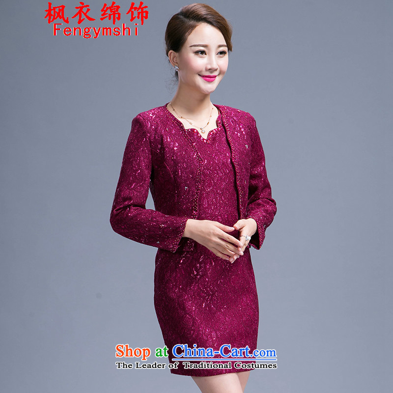 Maple Yi Min International 2015 new autumn replacing wedding dresses mother temperament Sau San two kits 988 purple cotton ornaments, L, Feng Yi shopping on the Internet has been pressed.