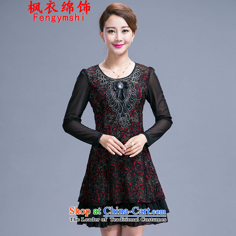 Maple Yi Min International 2015 new large load on the fall of mother dresses in long long-sleeved red maple XXL, 989 Yi Min Ornaments , , , shopping on the Internet