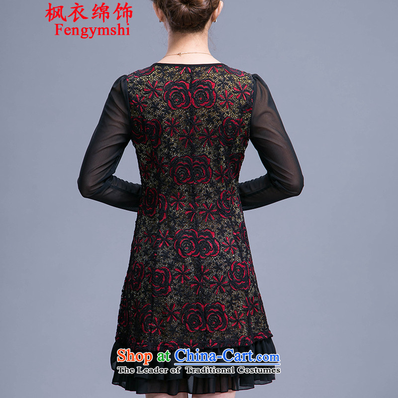 The parking meters by 2015 new large flower MOM pack autumn loaded code dresses in long long-sleeved red cloth meters XXL, 989 (BUMIDUO) , , , shopping on the Internet