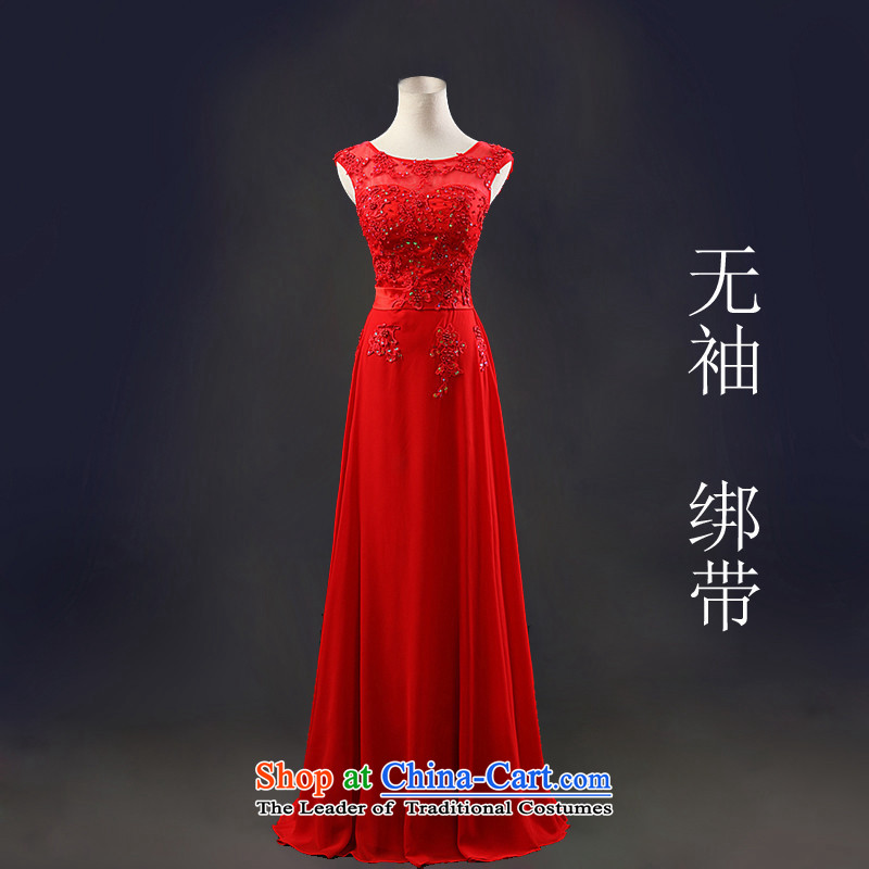2015 Long dresses HUNNZ elegant pure color is simple and stylish bride wedding dress banquet evening dresses red sleeveless XL,HUNNZ,,, shopping on the Internet