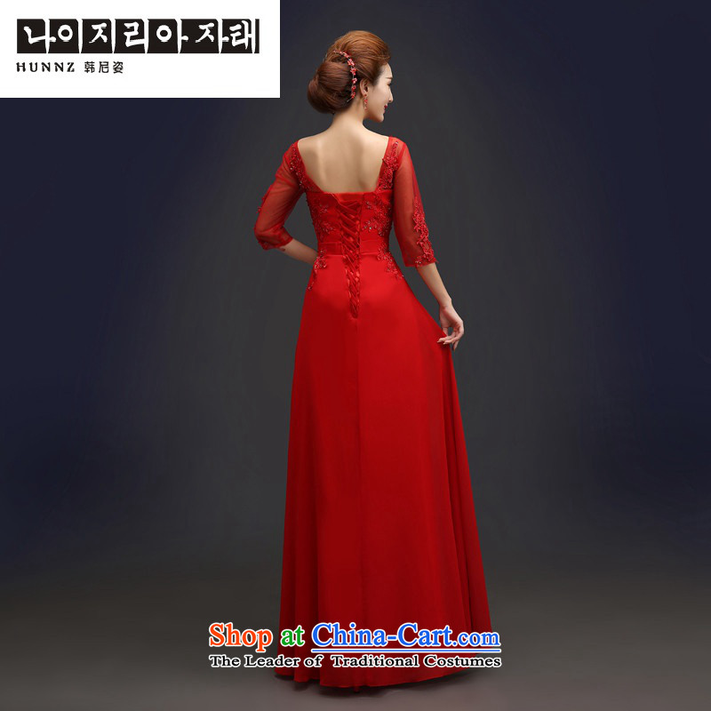 Hannizi 2015 Chic simplicity with elegant brides Sau San wedding dress bows services in evening dress red sleeved XXL, won, Gigi Lai (hannizi) , , , shopping on the Internet