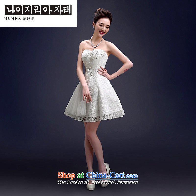 Hannizi 2015 wedding dress dress bride anointed chest straps Korean style is simple and stylish WhiteXL