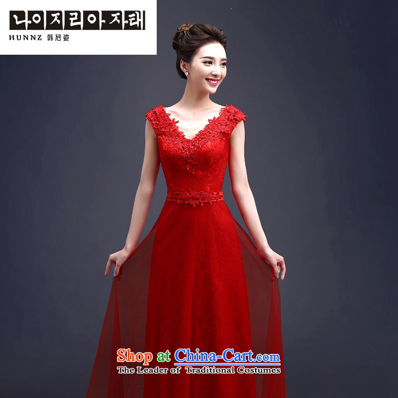 Hannizi 2015 stylish and simple bride wedding dress elegant banquet dress long service RED M Korea bows, Gigi Lai (hannizi) , , , shopping on the Internet