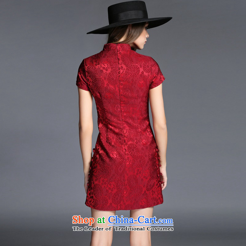 The OSCE Poetry Film 2015 autumn and winter new women's retro small collar package and improved qipao Sau San stylish dress evening drink service banquet map color XL, Europe (oushiying poem) , , , shopping on the Internet