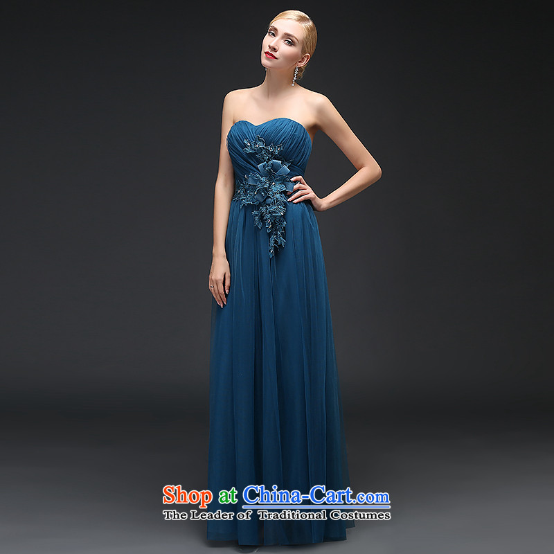 Hillo Lisa (XILUOSHA) banquet evening dresses 2015 new autumn long gown Bridal Services stylish wedding dresses bows and chest evening Peacock Blue XXL, HILLO Lisa (XILUOSHA) , , , shopping on the Internet