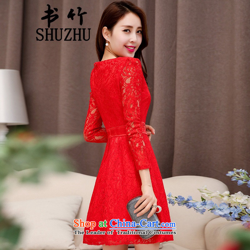2015 new red long marriages wedding dresses evening dresses female bows to the skirt Red Tide (C2CHAOCHAO XXL,C2 toward online shopping has been pressed.)