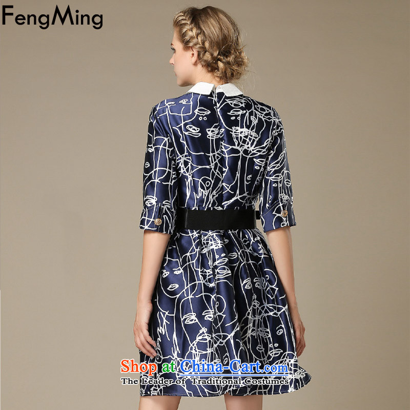 Hsbc Holdings plc Ming dress skirt female autumn 2015 Western aristocratic temperament retro dolls for Sau San large abstract dress photo color M Fung Ming (fengming) , , , shopping on the Internet