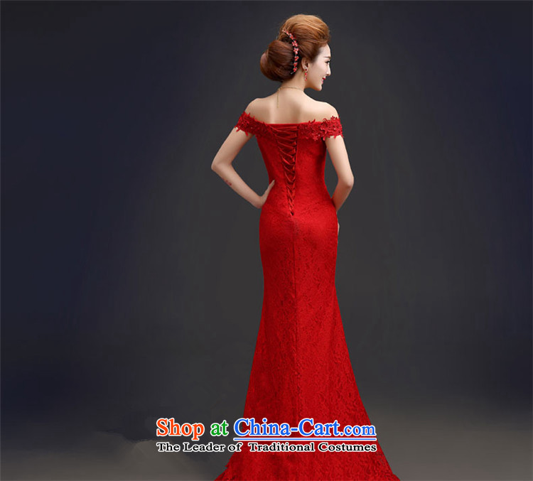 2015 Long dresses HUNNZ tail of a field of solid color shoulder bride wedding dress stylish banquet dinner dress red tail XL Photo, prices, brand platters! The elections are supplied in the national character of distribution, so action, buy now enjoy more preferential! As soon as possible.