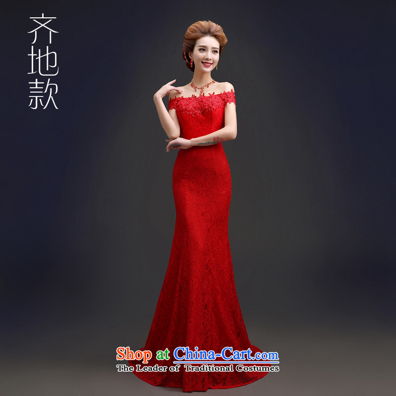Hannizi 2015 stylish and simple word   bride dress shoulder tail banquet evening dresses to align the red S, Korea, Gigi Lai (hannizi) , , , shopping on the Internet