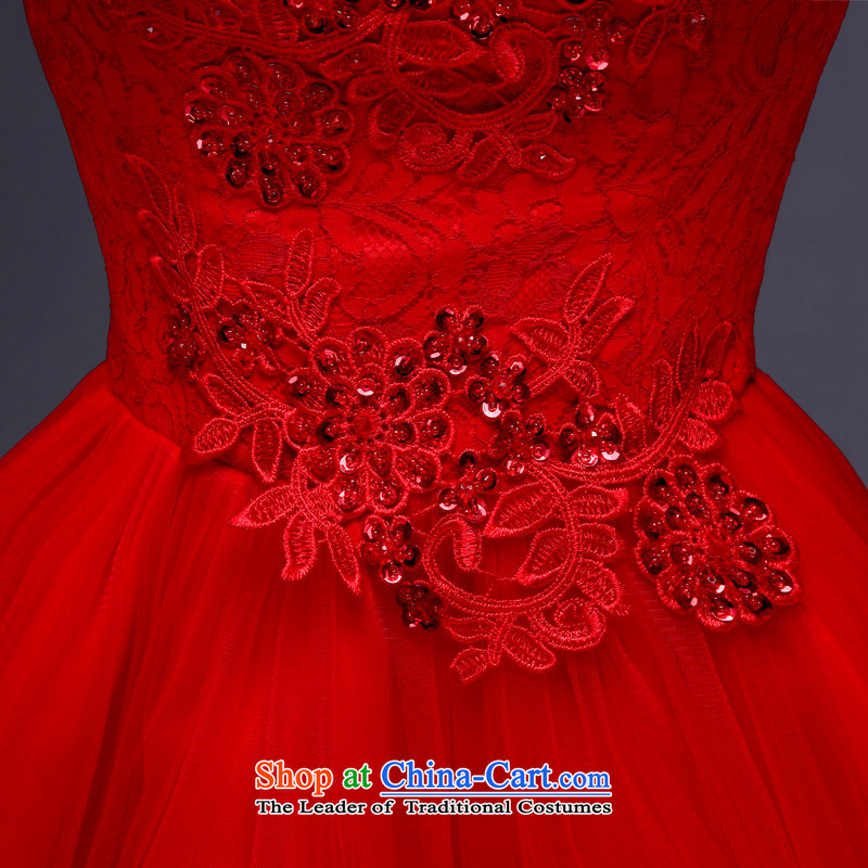 2015 Short, Retro HUNNZ bride wedding dress the wedding banquet dress pure color red XL,HUNNZ,,, shopping on the Internet