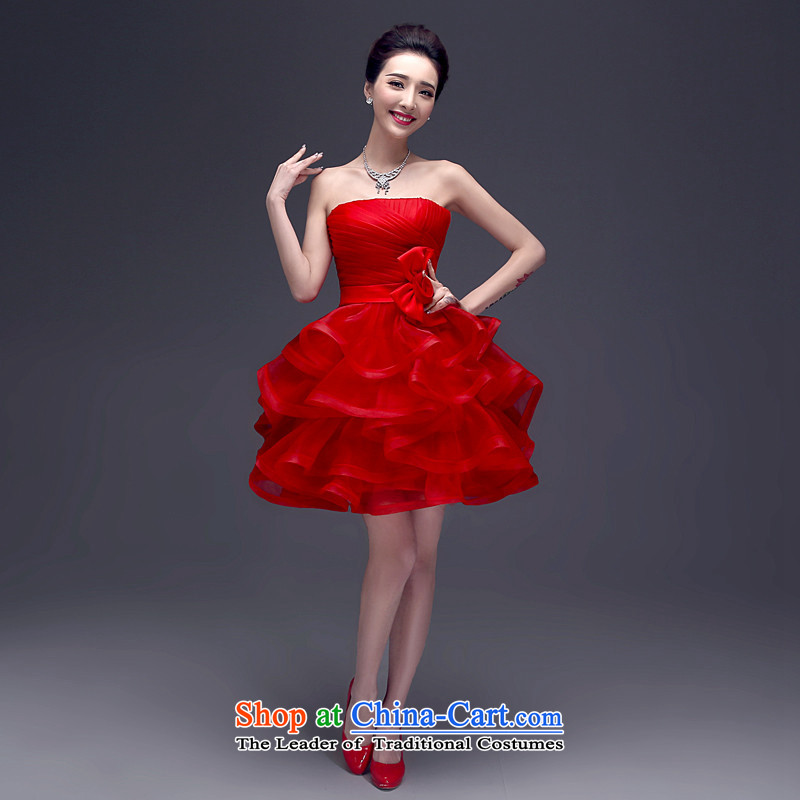 2015 service and bows HUNNZ chest bride wedding dress with Korean flower banquets evening dresses red XXL,HUNNZ,,, shopping on the Internet