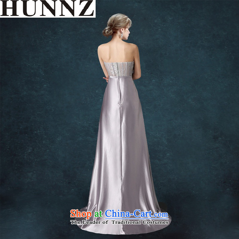 Hunnz long sexy 2015 anointed chest bride wedding dress bows services banquet dinner dress gray gray M,HUNNZ,,, shopping on the Internet