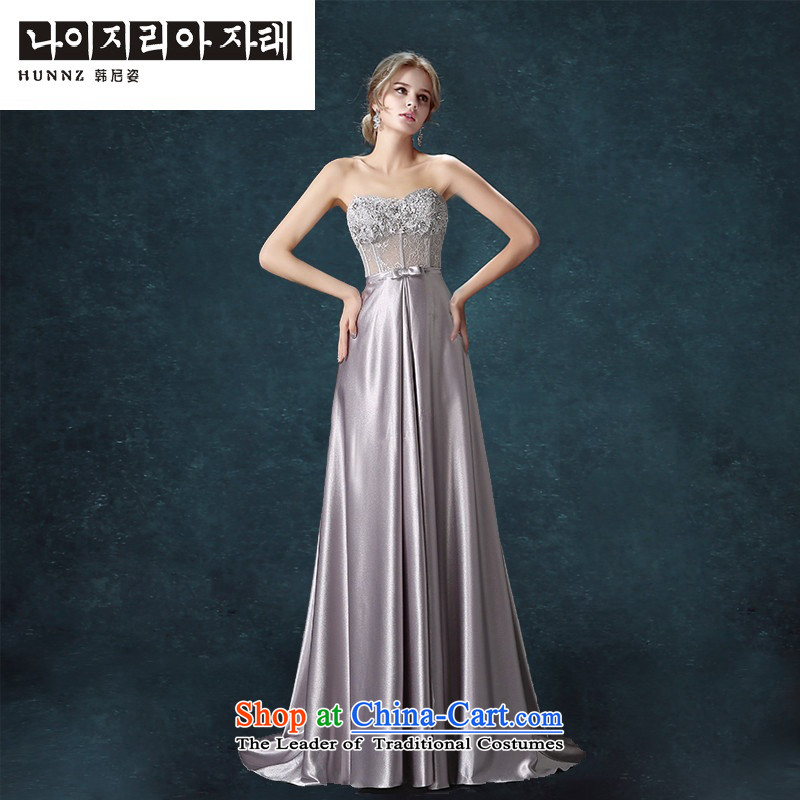 Hannizi 2015 stylish and simple Sau San bride wedding dress banquet dinner dress wiping the scoops of Korea, L, Gray Gigi Lai (hannizi) , , , shopping on the Internet