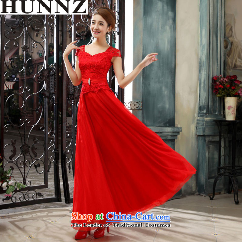 2015 Long dresses HUNNZ elegant bride wedding dress red banquet dinner dress Sau San Red XXL,HUNNZ,,, shopping on the Internet