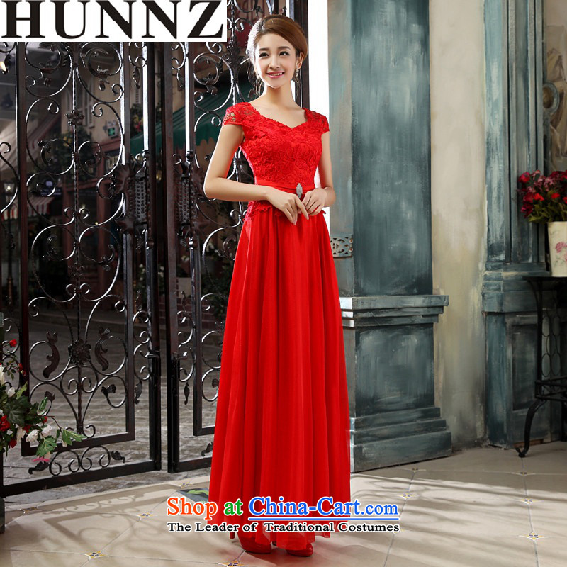 2015 Long dresses HUNNZ elegant bride wedding dress red banquet dinner dress Sau San Red XXL,HUNNZ,,, shopping on the Internet