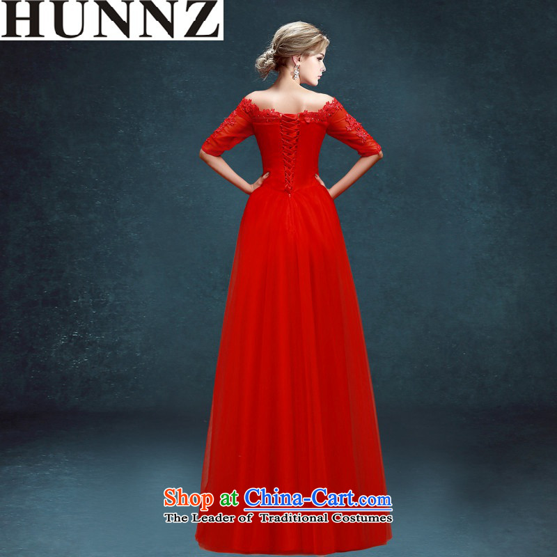         Toasting champagne HUNNZ service banquet evening dresses 2015 new spring and summer sweet slotted shoulder bride dress red XXL,HUNNZ,,, shopping on the Internet