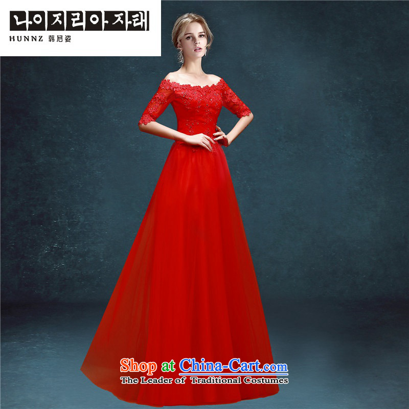 ?      ?Toasting champagne HANNIZI Services 2015 new spring and summer sweet slotted shoulder bride wedding dress long red?L