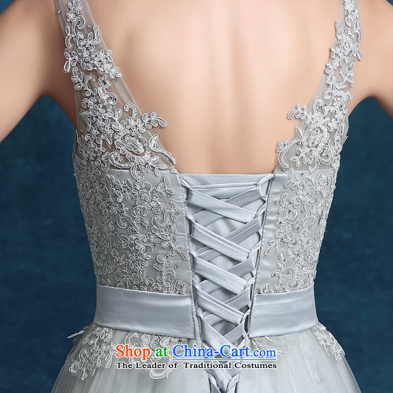 Hunnz 2015 lace straps banquet evening dresses and elegant floral bows service bridal dresses gray gray S,HUNNZ,,, shopping on the Internet