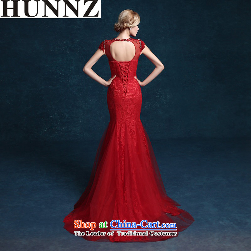 Hunnz 2015 lace long bride booking wedding-dress and chest retro banquet evening dresses red red S,HUNNZ,,, shopping on the Internet