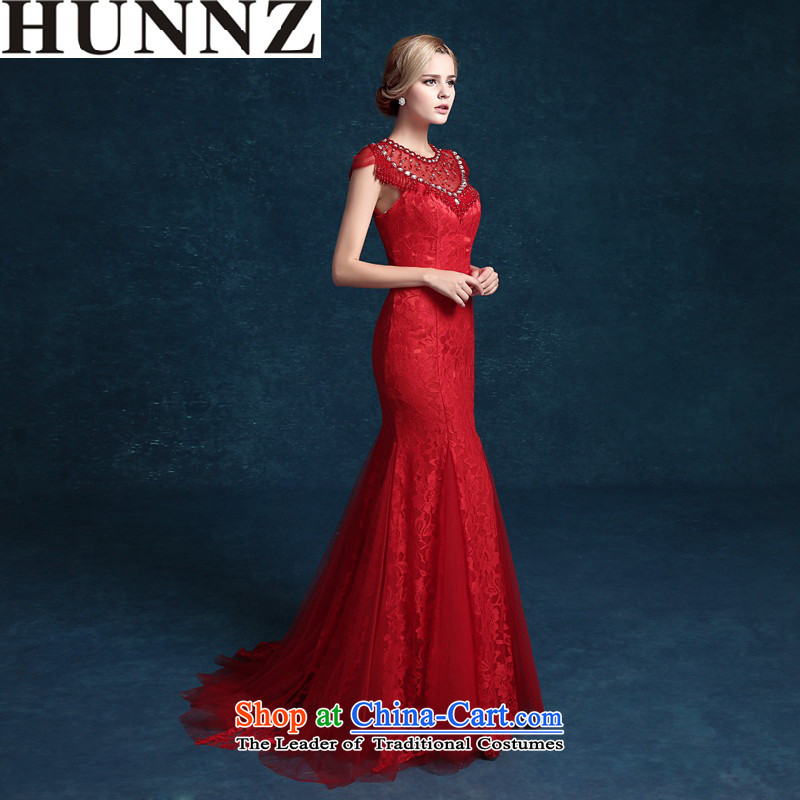 Hunnz 2015 lace long bride booking wedding-dress and chest retro banquet evening dresses red red S,HUNNZ,,, shopping on the Internet