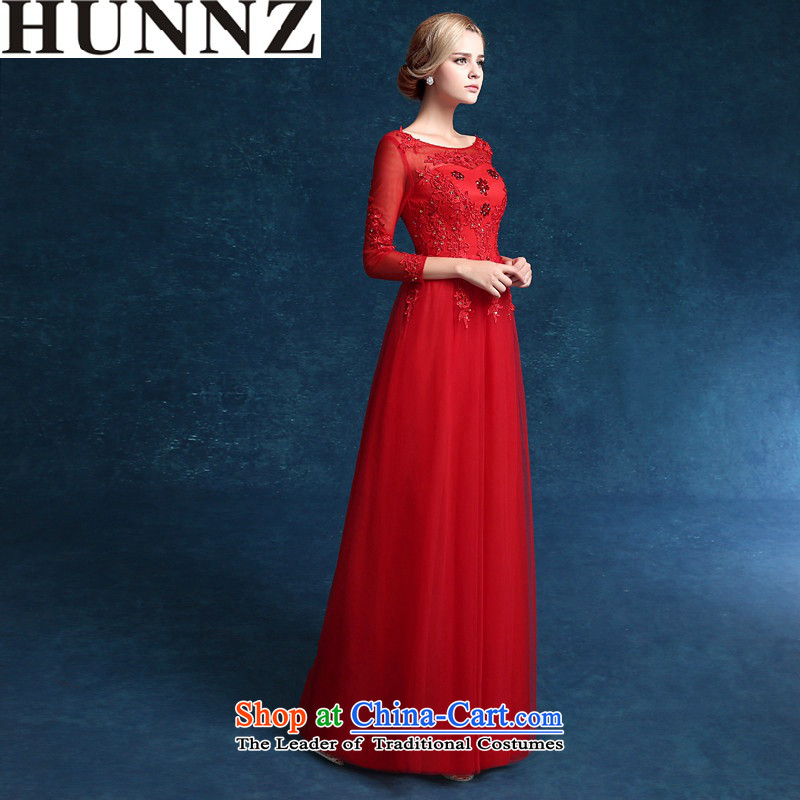 Hunnz long 2015 lace banquet evening dresses bows to stylish simplicity bridal dresses Sau San Red S,HUNNZ,,, shopping on the Internet