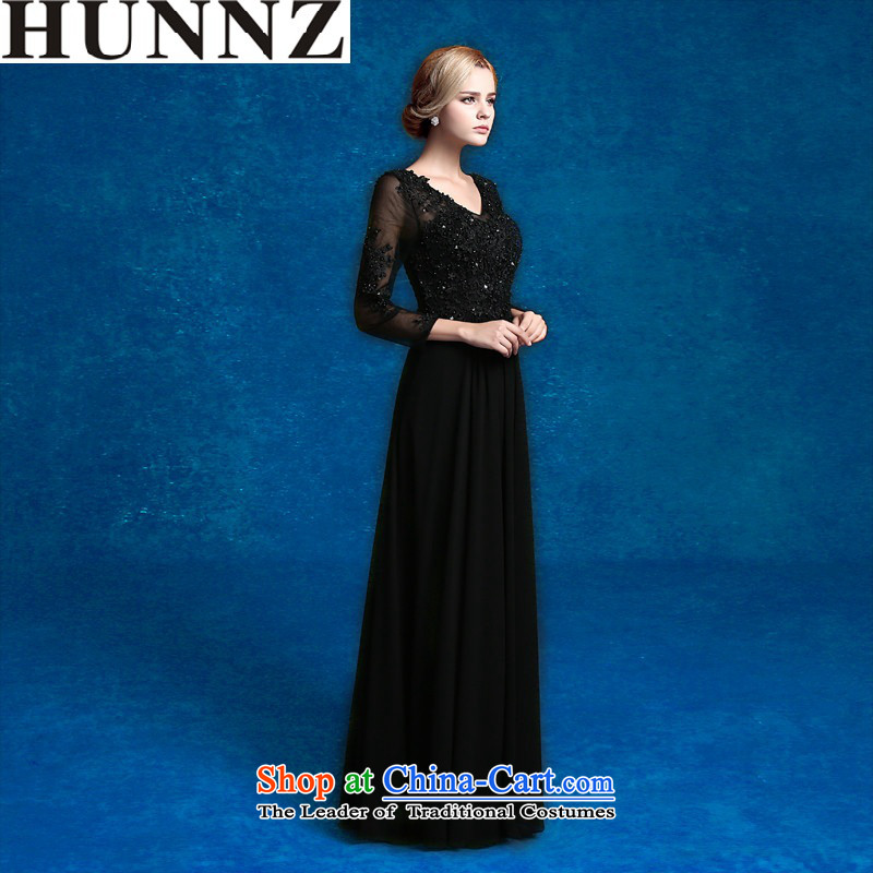 The elegant banquet HUNNZ 2015 evening dress long black is simple and stylish large bows to Sau San black L,HUNNZ,,, shopping on the Internet