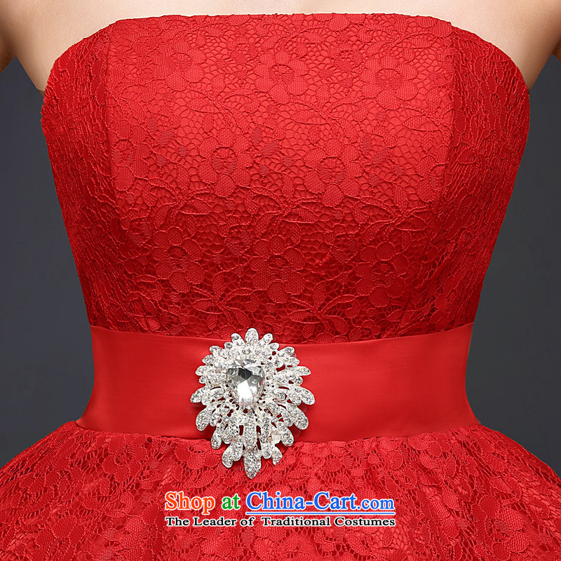 2015 Short of Korea HUNNZ-wiping the chest solid color red bride wedding dress banquet evening dresses red XL,HUNNZ,,, shopping on the Internet