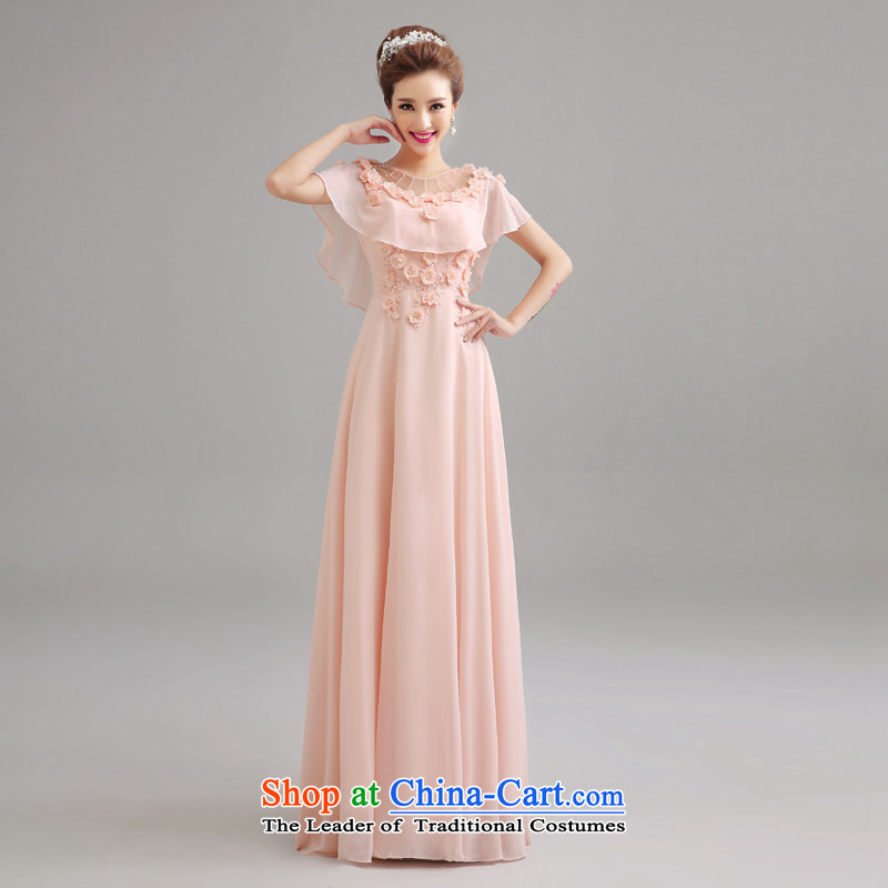 2015 Long dresses HUNNZ slotted shoulder, bridal wedding dress banquet bows long serving pure color pink M,HUNNZ,,, shopping on the Internet