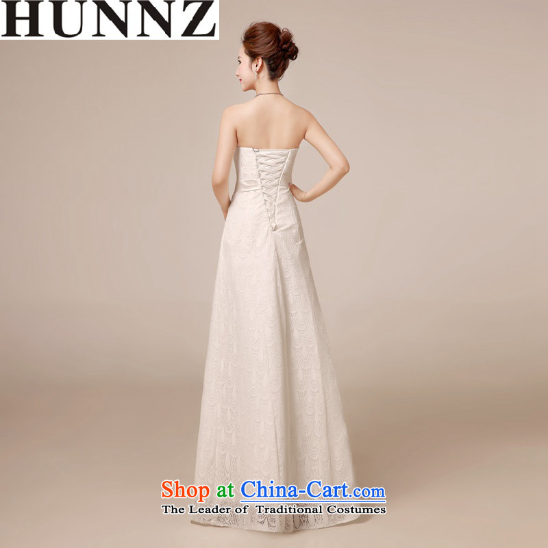 2015 Long dresses HUNNZ Korean brides wedding dresses and chest straps banquet dress white S,HUNNZ,,, shopping on the Internet