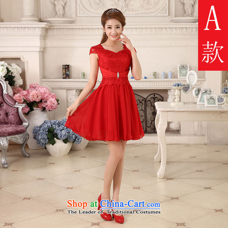 2015 Short, sweet HUNNZ bride wedding dress pure color is simple and stylish evening dress?A banquet?M