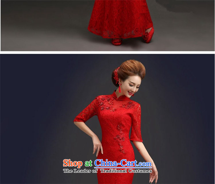 2015 Long 7 HUNNZ sub-sleeved bride wedding dress palace style banquet dress pure color RED M picture, prices, brand platters! The elections are supplied in the national character of distribution, so action, buy now enjoy more preferential! As soon as possible.