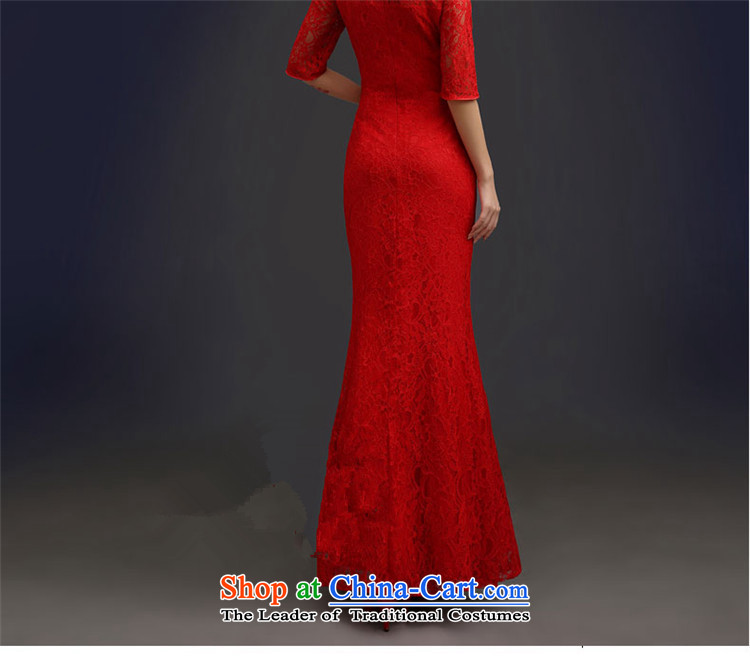 2015 Long 7 HUNNZ sub-sleeved bride wedding dress palace style banquet dress pure color RED M picture, prices, brand platters! The elections are supplied in the national character of distribution, so action, buy now enjoy more preferential! As soon as possible.