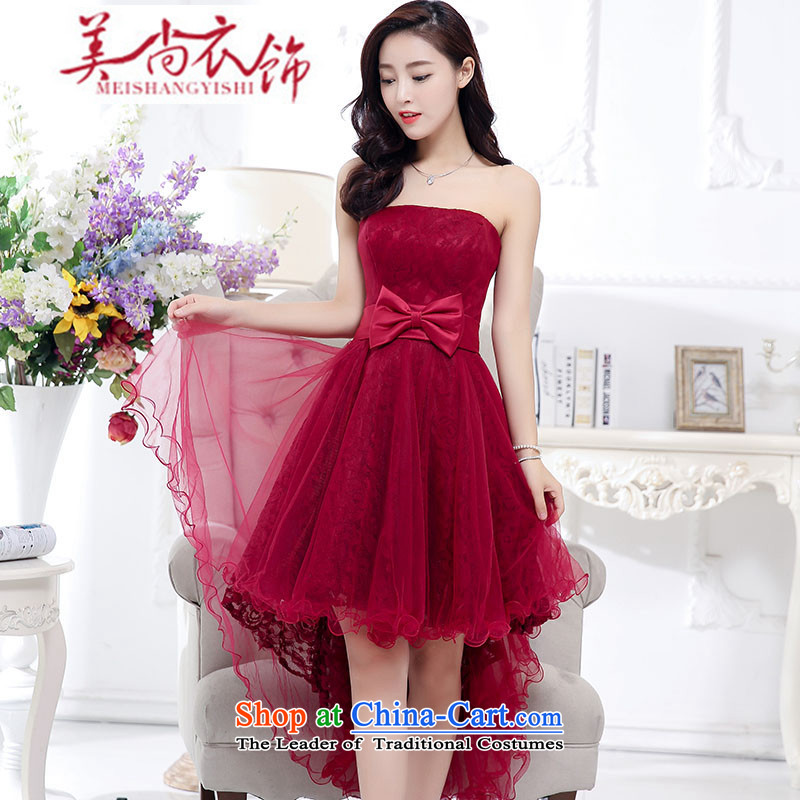 The United States is the new 2015 clothing Korean dress short of bridesmaid spring and fall bride bows services wedding bridesmaid to Princess evening dress red S, American yet clothing shopping on the Internet has been pressed.