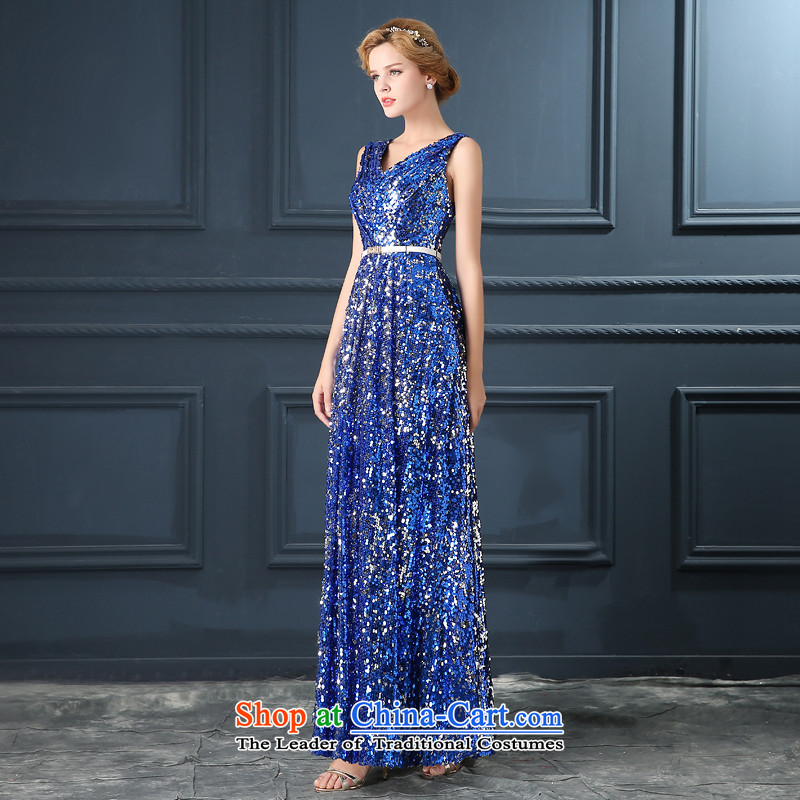 2015 autumn evening dress banquet new stylish shoulders annual meeting under the auspices of evening drink long service bridal dresses Blue M, hundreds of Ming products , , , shopping on the Internet