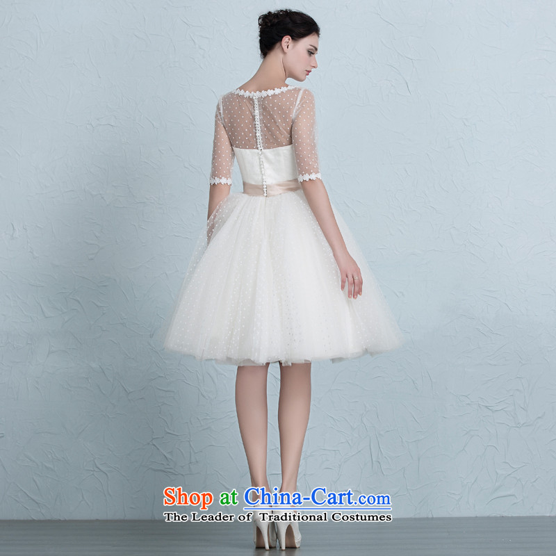 There is a new 2015 Gigi Lai Yuk-Wedding Dress Short Wave) point bridesmaid service banquet dinner dress in lace white 2 code of the cuff is located shopping on the Internet has been pressed.