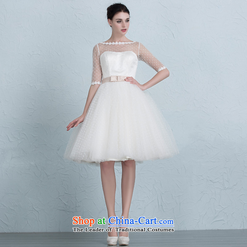 There is a new 2015 Gigi Lai Yuk-Wedding Dress Short Wave) point bridesmaid service banquet dinner dress in lace white 2 code of the cuff is located shopping on the Internet has been pressed.