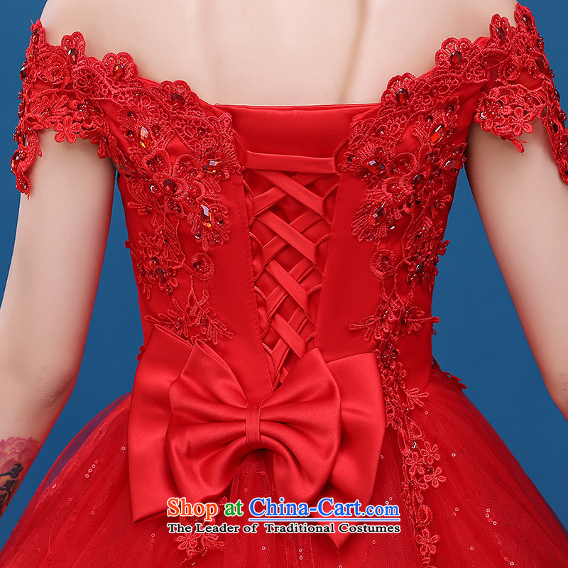 Toasting champagne bride services 2015 new autumn and winter word elegant red dress shoulder short of marriage small red dress Sau San , L, Nicole Kidman (nicole richie) , , , shopping on the Internet