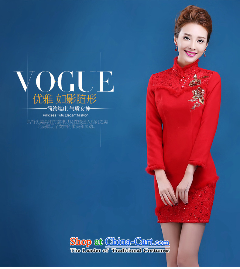 The new 2015 Service bows of autumn and winter red short, long-sleeved marriages bows dress up the waist to Sau San cheongsam dress red S picture, prices, brand platters! The elections are supplied in the national character of distribution, so action, buy now enjoy more preferential! As soon as possible.