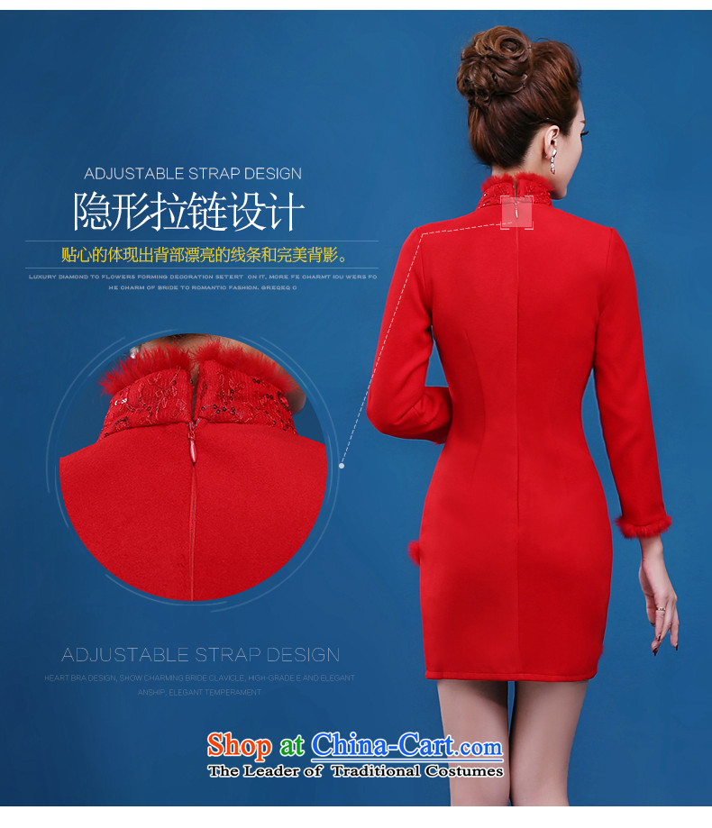 The new 2015 Service bows of autumn and winter red short, long-sleeved marriages bows dress up the waist to Sau San cheongsam dress red S picture, prices, brand platters! The elections are supplied in the national character of distribution, so action, buy now enjoy more preferential! As soon as possible.