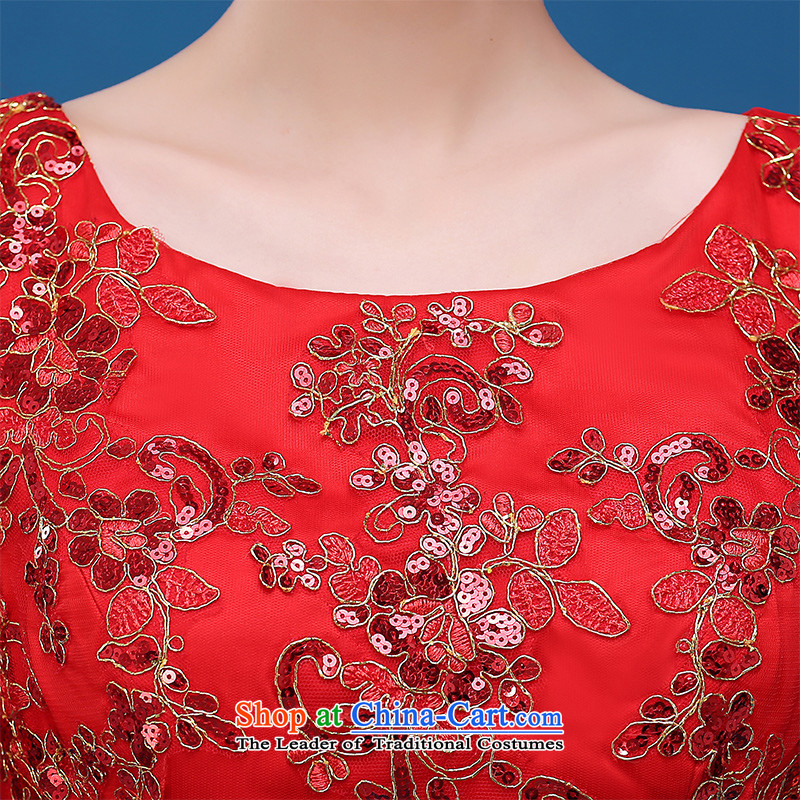 2015 new bride of autumn and winter clothing long) bows cuff dress red dress banquet Sau San moderator dress female red long XXL, Sau San Kidman (nicole richie) , , , shopping on the Internet