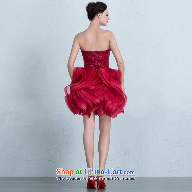 There is a beauty wedding dresses banquet evening dresses bride bows to marry bridesmaid services and short of chest deep red tailored, is set , , , shopping on the Internet