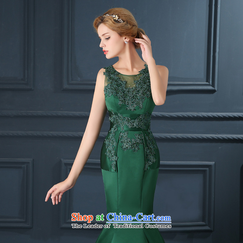 Crowsfoot evening dresses 2015 Autumn new marriages bows service long Sau San-trendy shoulder evening dresses dark green , L, hundreds of Ming products , , , shopping on the Internet