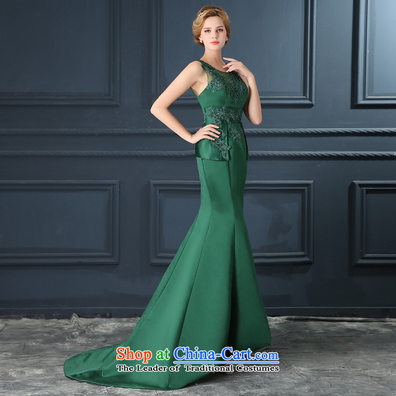Crowsfoot evening dresses 2015 Autumn new marriages bows service long Sau San-trendy shoulder evening dresses dark green , L, hundreds of Ming products , , , shopping on the Internet