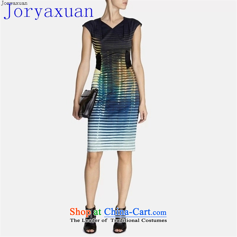 Deloitte Touche Tohmatsu trade shop 2015 Spring New Gradient stripes OL stylish and elegant banquet graphics thin V map color M-ya Xuan (joryaxuan) , , , shopping on the Internet