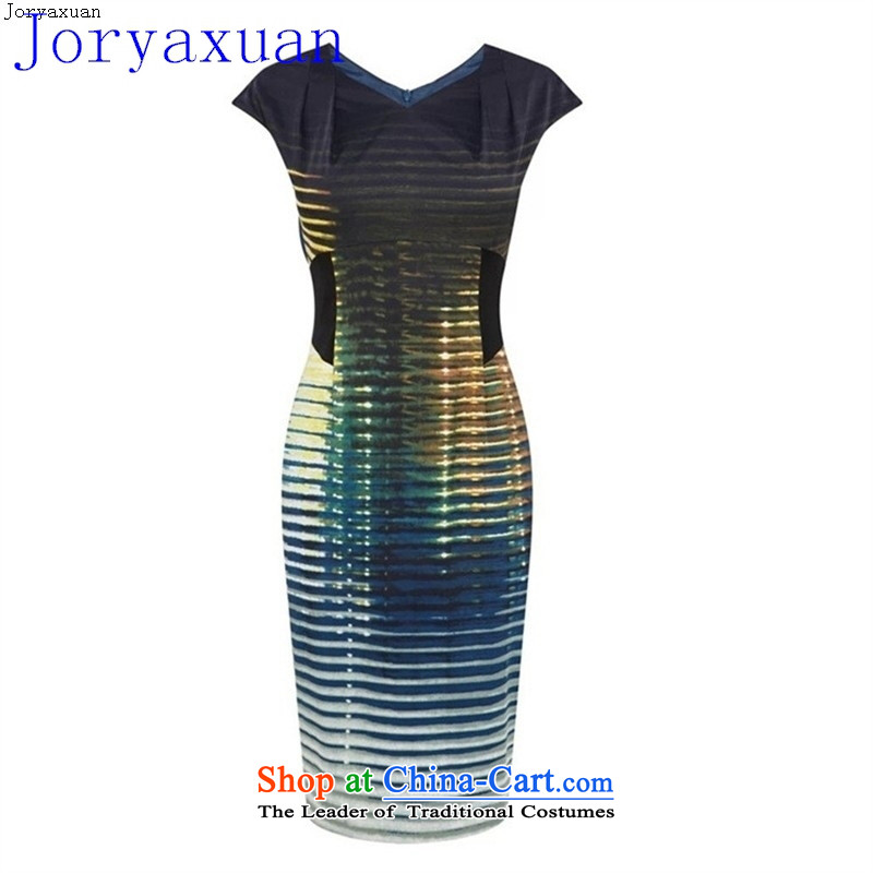Deloitte Touche Tohmatsu trade shop 2015 Spring New Gradient stripes OL stylish and elegant banquet graphics thin V map color M-ya Xuan (joryaxuan) , , , shopping on the Internet