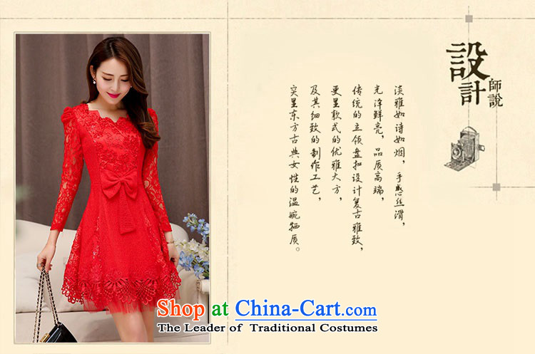 2015 Autumn and Winter Ms. new waves for long-sleeved lace engraving bridal dresses evening dresses Sau San Bow Tie Princess video thin skirt Fashion bride bows services 1 RED M picture, prices, brand platters! The elections are supplied in the national character of distribution, so action, buy now enjoy more preferential! As soon as possible.