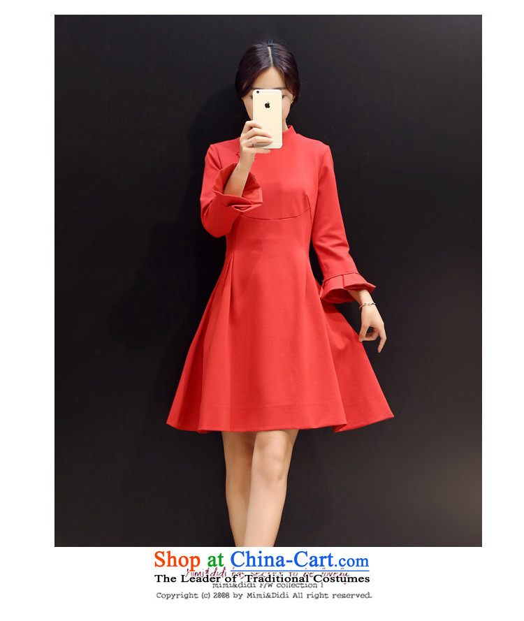 The 2015 autumn and winter Ms. New Pure Color China wind dresses minimalist retro style, a Korean word waist skirt Sau San hundreds pleated skirts petals cuff 2 RED M picture, prices, brand platters! The elections are supplied in the national character of distribution, so action, buy now enjoy more preferential! As soon as possible.